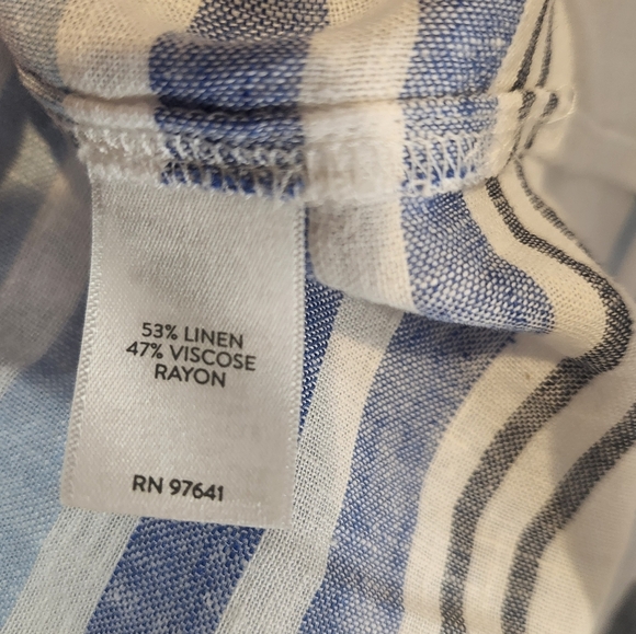 J. Jill Linen Viscose Blue Stripe Breezy Tunic Size XL NWOT - Picture 10 of 10
